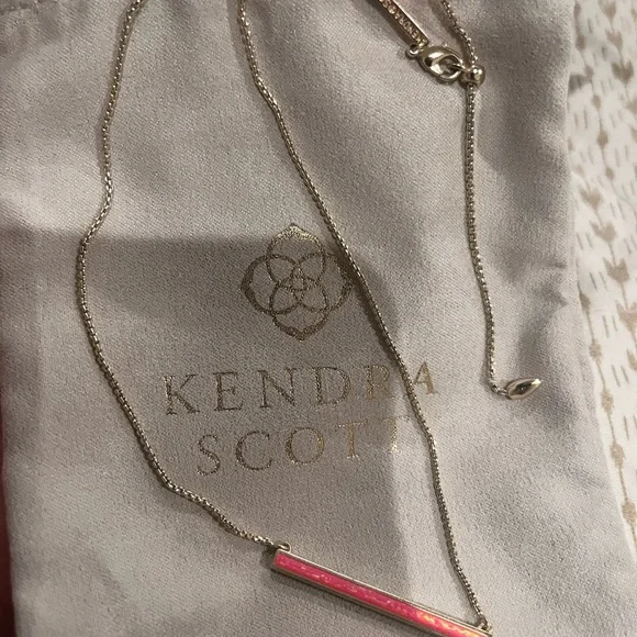Kendra Scott Kelsey Gold and Pink Bar Necklace - Picture 2 of 3